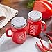 Red Salt and Pepper Shakers Set, ZOSUJO 4 oz Cute Modern Glass Christmas Red Shaker Sets with Stainless Steel Lids, Red Kitchen Decor and Accessories for Home Restaurants Weddings