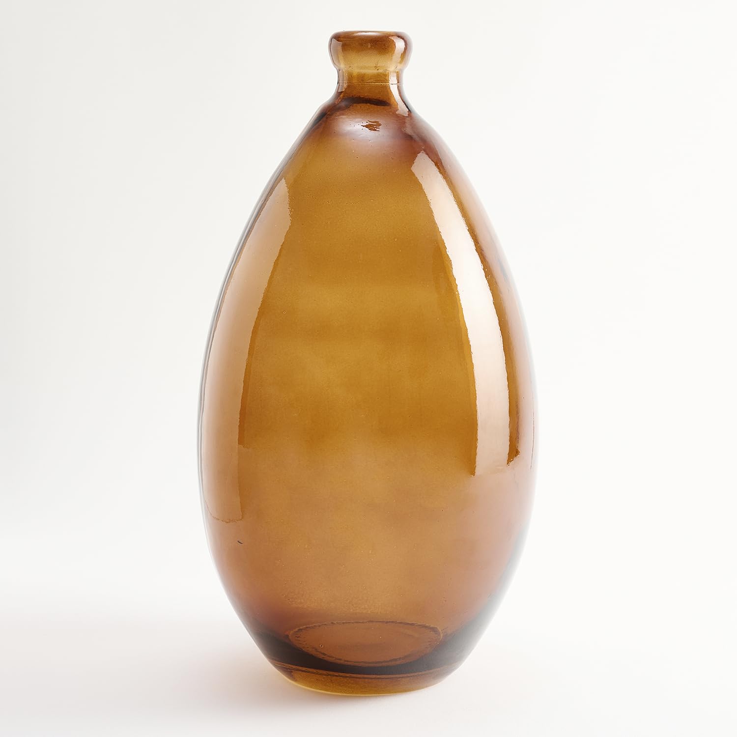 The Glass Company Amber Smooth Design Recycled Glass Vase - Mediterranean Style Artisan Glass Vase For Home Decoration (Amber)
