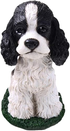 Animal Den Cocker Spaniel - Figura de perro Bobblehead en blanco y negro para tablero de automóvil, accesorio divertido