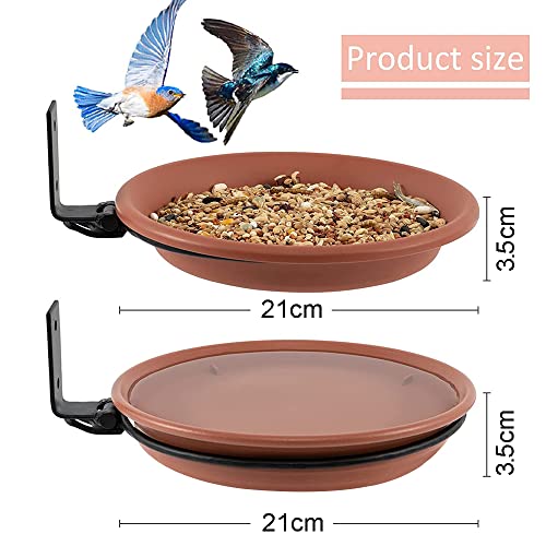 Vogelbad, balkonleuning, rond, vogelvoederhuis, balkonleuning met houder, vogelvoederdispenser balkon, vogelbad tuin hangend voederhuis voor vogels 2-in-1, vogelvoederstation & wildvogelbakken, 2 stuks - Image 8