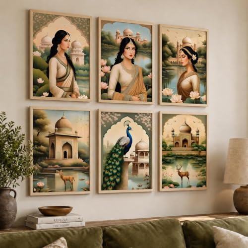 Image of kotart Premium Traditional Madhubani Art Paintings with Frame for Home Decor - Painting Wall Decoration - Pack of 6 (14X20 Inch, items)