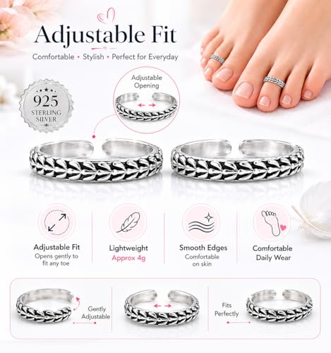 Image of 925 Sterling Silver Peacock Design Toe Ring for Women and Girls | Polish Adjustable Toe Bichiya | Adjustable