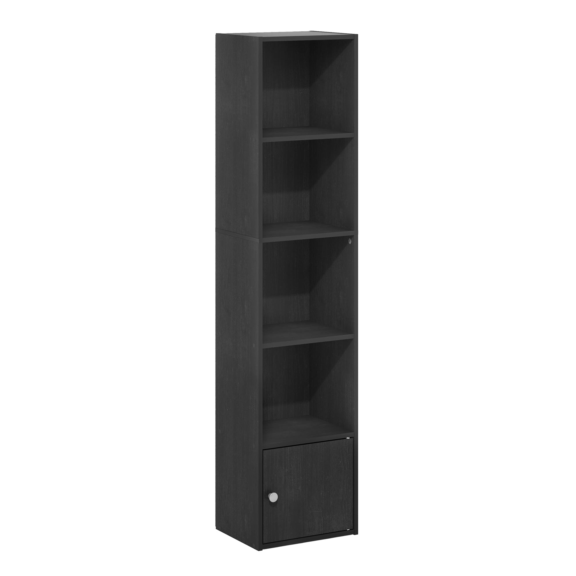 Furinno Luder Boekenkast met 5 niveaus en opbergkast met 1 deur, zwart hout