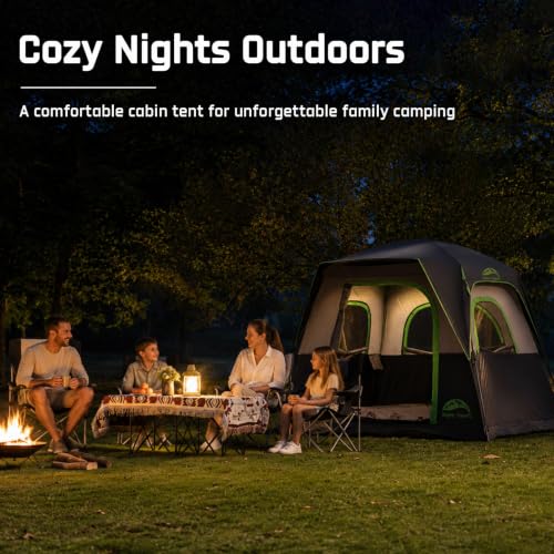 Image of Happy Travel Tent 4 Person Tents for Camping, Waterproof Easy Setup Camping Tent with Top Rainfly, Portable Tall Cabin Tent with 4 Mesh Windows and Carry Bag for Outdoor Camping & Hiking