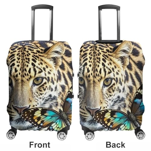 Leopard And Butterfly Printed Luggage Cover Protector, Fits 18-32 Inch Luggage3