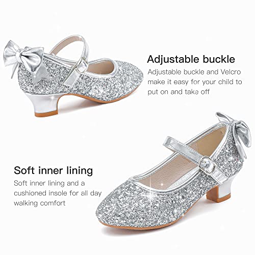 Image of Dufannie Girls Dress Shoes Princess Flats Heels for Toddler Little Big Kids