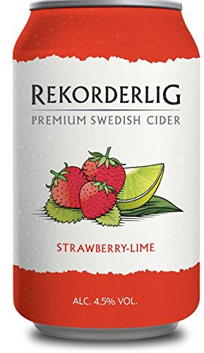 Rekorderlig - Cider - 24x0,33l Dosen in den brandneuen Sommerfarben | Set inkl. lukky24® Schlüsselanhänger für Einkaufswagenchip (Erdbeere-Limette 4,5% Vol)