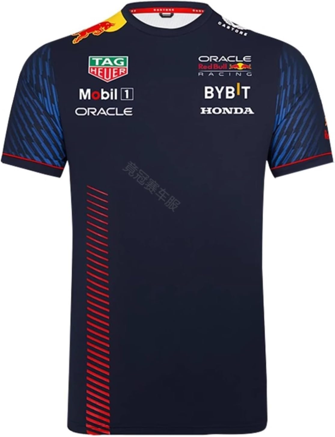 [TABBY] チームのレーシングカーは赤を着ている。牛速乾夏の半袖男性Tシャツポロシャツ