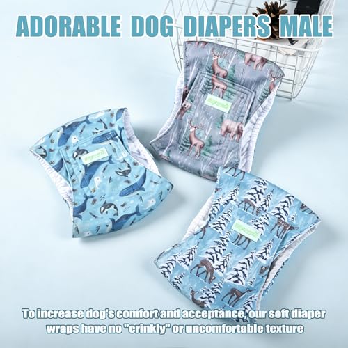 Image of wegreeco Washable Male Dog Belly Band (Stylish Pattern) - Pack of 3 - Dog Diapers Male - Washable Male Dog Belly Wrap (Dolphins, X-Large)