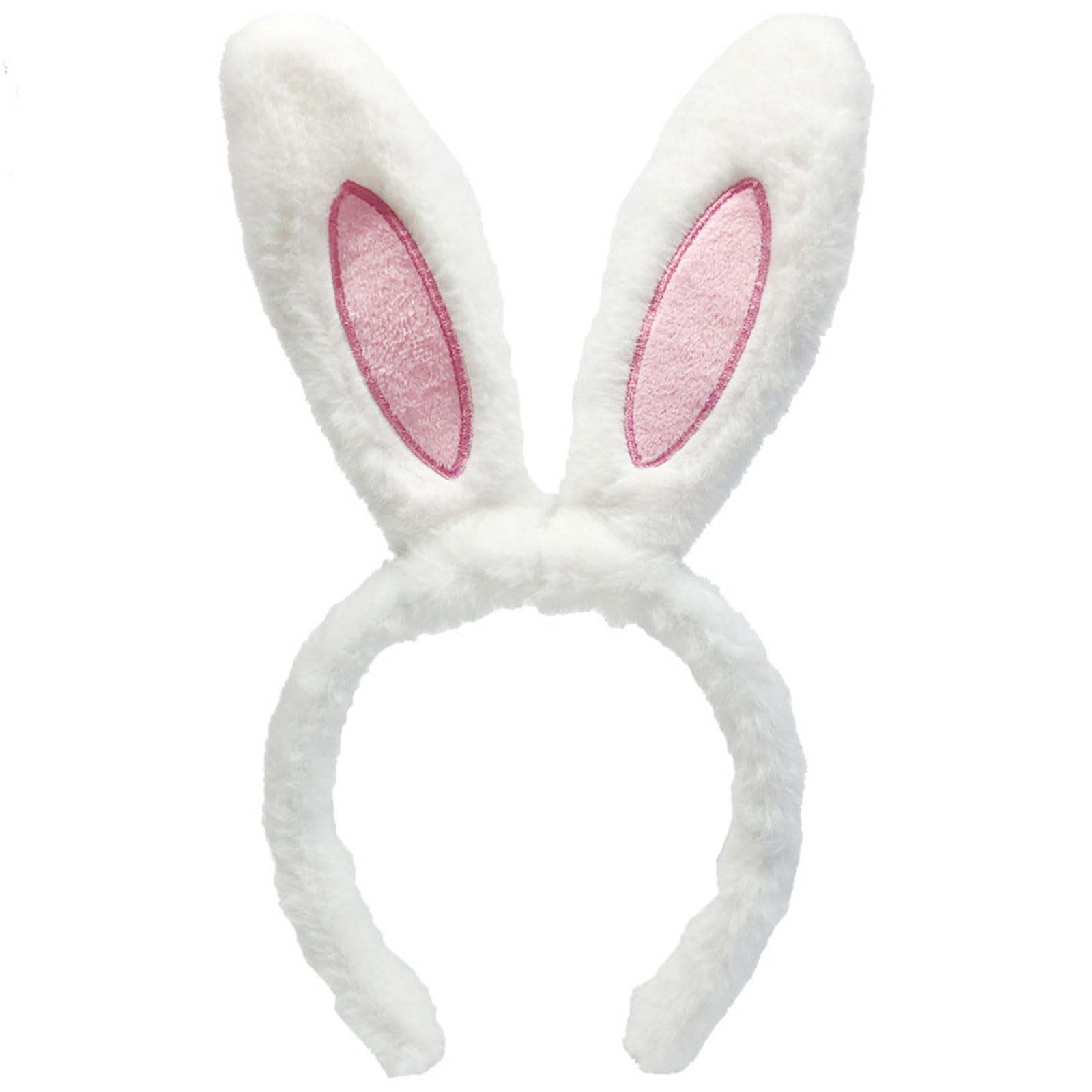 MUNSKT White and Pink Bunny Headband,Bunny Ears Headband Cute,Rabbit Plush Ears,Fancy Dress Costume Accessory,Easter, Halloween, Party,Christmas, Cosplay,Valentine's Day