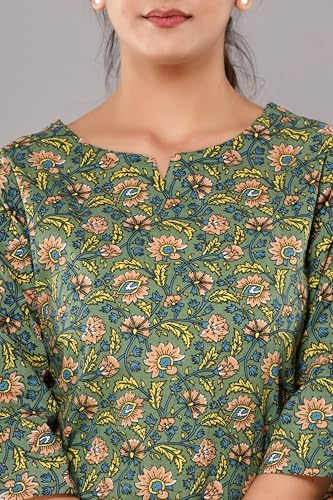 Image of Women Printed 1 top, 1 Pyjama Cotton KC316 Green 2 Night Suit Set
