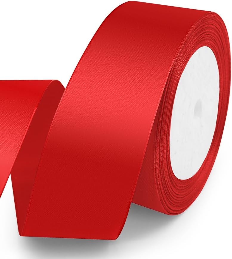 IMPRINT 1.5 Inch Wide Single Face Satin Ribbon Roll, 10 Metre, Red