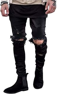 Ripped Jeans Mens Fashion Black