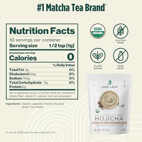 Jade Leaf Matcha Organic Japanese Hojicha Powder, Roasted Matcha Green Tea Powder - Barista Edition - Authentic Japanese Origin (1.76 Ounce Pouch)