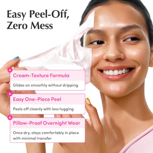 Image of EQQUALBERRY NAD+ Peptide Boosting Night Wrapping Mask | Easy Peel Off Overnight Facial Mask for Face, Neck Lifting & Firming | Glowing Glass Skin | Korean Skin Care, 2.53 fl.oz