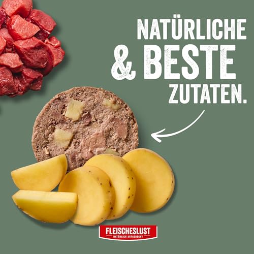 Fleischeslust Hundewurst, Pures Lamm mit Kartoffel als Futterbox (8x400g), Sensitive Nassfutter-Wurst schnittfest & getreidefrei, Hundefutter für ausgewachsene Hunde