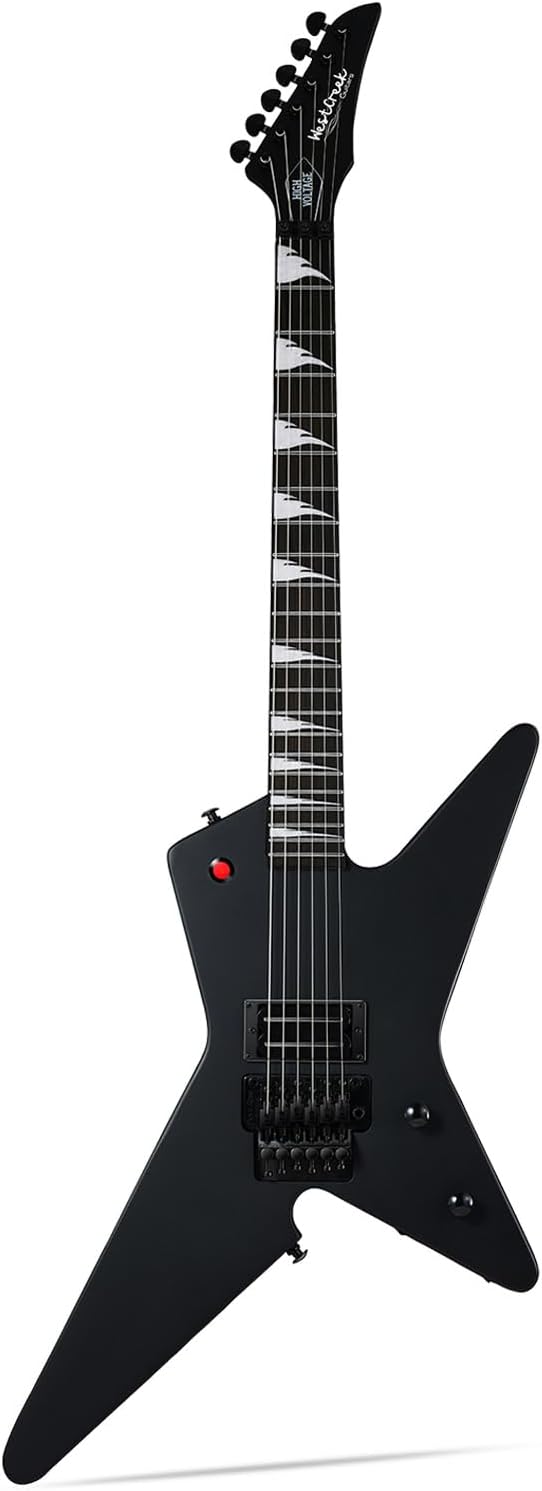 WestCreek HVFR Solid Body Electric Guitar, Heavy Metal Pickups, Heavy Metal Guitar, Rounded End Jumbo Frets (Matte Black)