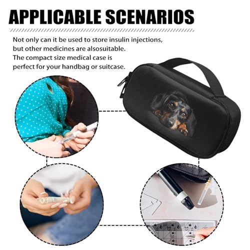 Pzuqiu Niedliche Hunde-Insulin-Reisetasche, Medikamentenkühltasche, isolierter Organizer, stilvolle Kühltasche für Insulin-Stift und Medikamente, Diabetikerbedarf