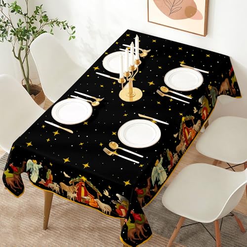 Christmas Nativity Tablecloth - Holy Tablecover Religious Scene Table Decor for Christmas, New Year, Xmas - Home Party Decorations – Image 3