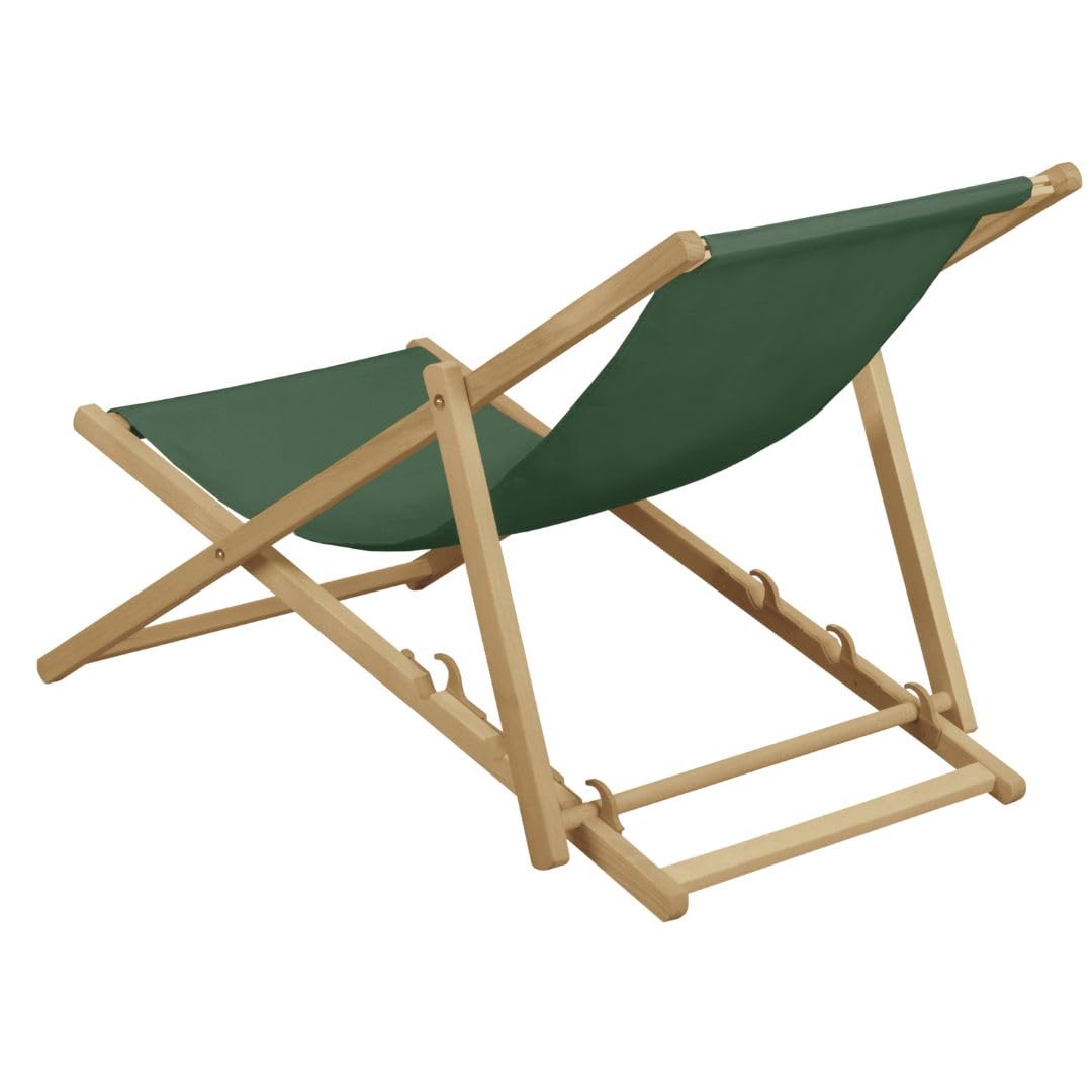 BAS Tumbona Plegable de Madera – Juego de 2 tumbonas Plegables Ligeras – Tumbona Plegable y Ajustable para jardín, Playa y balcón – Tumbona de jardín con Funda de Tela Transpirable – Tejido Mixto