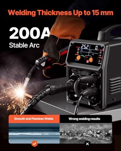 Bild 2 - VEVOR Pro MIG-Schweißgerät, 250 Ampere Pluse MIG-Schweißer, 5-in-1 Synergie-Welder Gasloses MIG, Gas-MIG, MMA, Lift-TIG, MIG Pluse mit IGBT-Wechselrichtertechnologie und LCD-Bildschirmanzeige