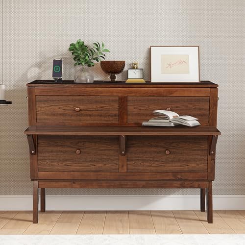 KALALLA Full Size Murphy Cabinet Bed with Desk Combo...