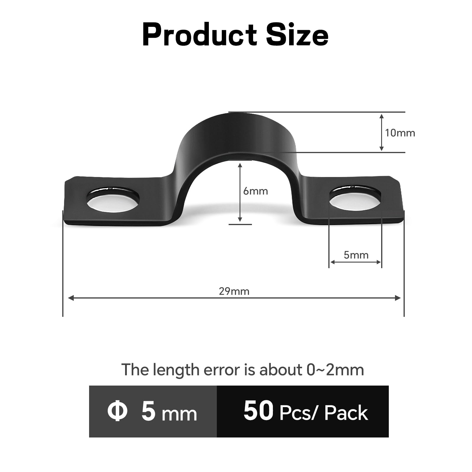 50 Pezzi Clip Fermacavi in Acciaio Ø 6 mm Piccola Collari Morsetti per Tubi a U Fascette Stringitubo per Tubo dell'acqua Tubo del Gas