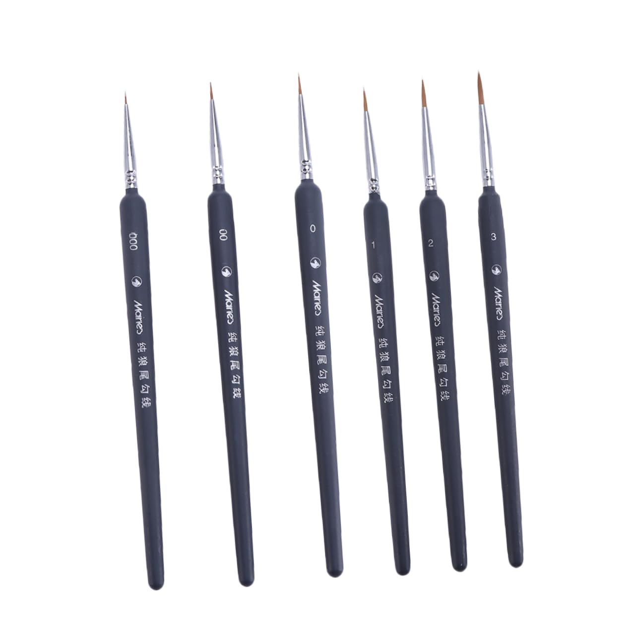 UKCOCO Pinceles de Acuarela y Pinceles de Dibujo Lineal para Adultos y Niños, Set de 6 Piezas Pelo de Comadreja, Portátiles y Versátiles para Pintura al Óleo, Acuarela y Acrílica, Uso