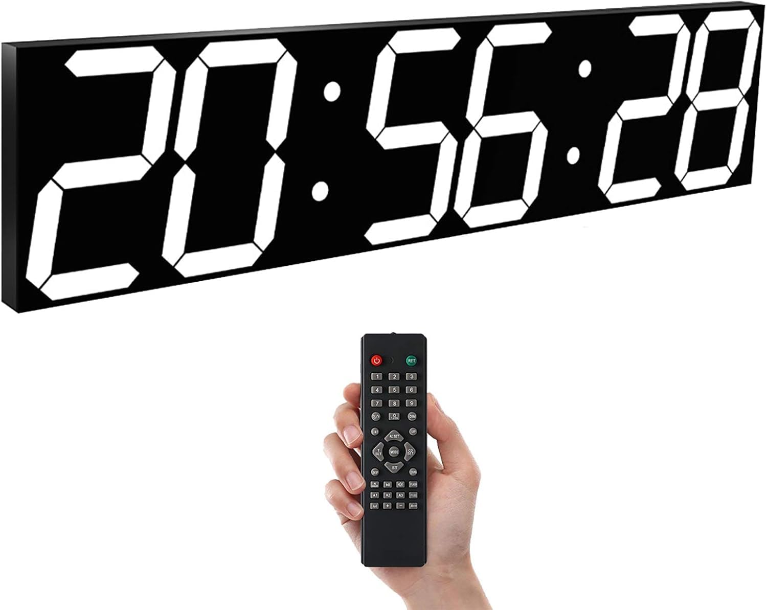 Temporizador de Actividad física de Gran tamaño: Reloj de Pared Digital LED multifunción, cronómetro Incorporado, alarmas, función de Temporizador y Temperatura, Memoria de Apagado, Enchufe