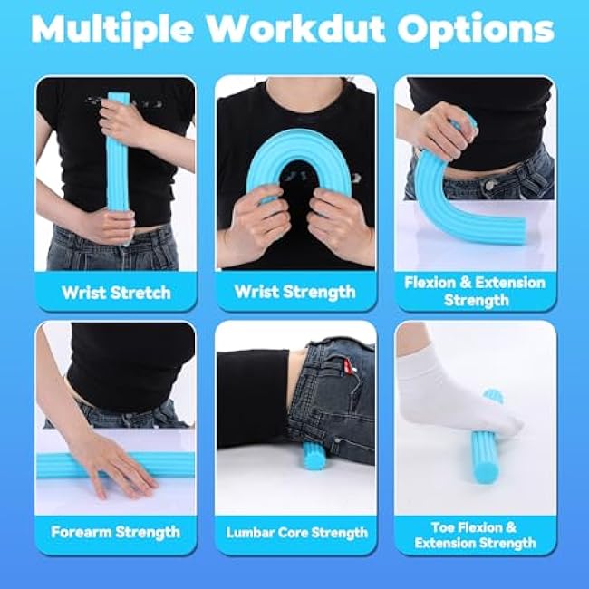 3 Pcs Twist Hand Exerciser Bars for Physical Therapy - Relieves Tendonitis Pain & Improve Grip Strength - Tennis Elbow, Golfer's Elbow, Tendonitis, Wrist, Forearms Pain Relief Hand Therapy Bar