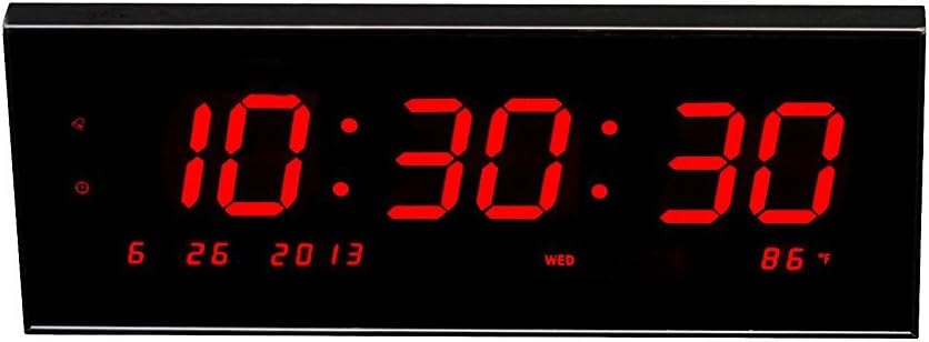 Large LED Digital Clock & Calendar with 8 Alarms for Desk or Wall
