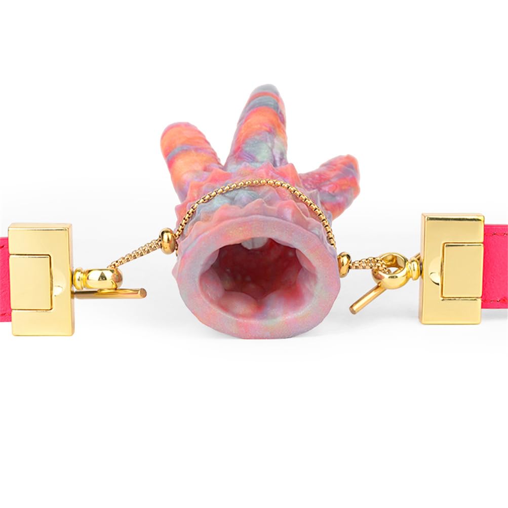 Monster Palmenform Knebel Offener Mund Silikon Mund Plug 3 Farben Gag Einstellbar Mundknebel Mundspreizer Fetisch Mouth Gag BDSM Bondage Flirten Mouth Slave Sexpielzeug für Paare,Schwarz