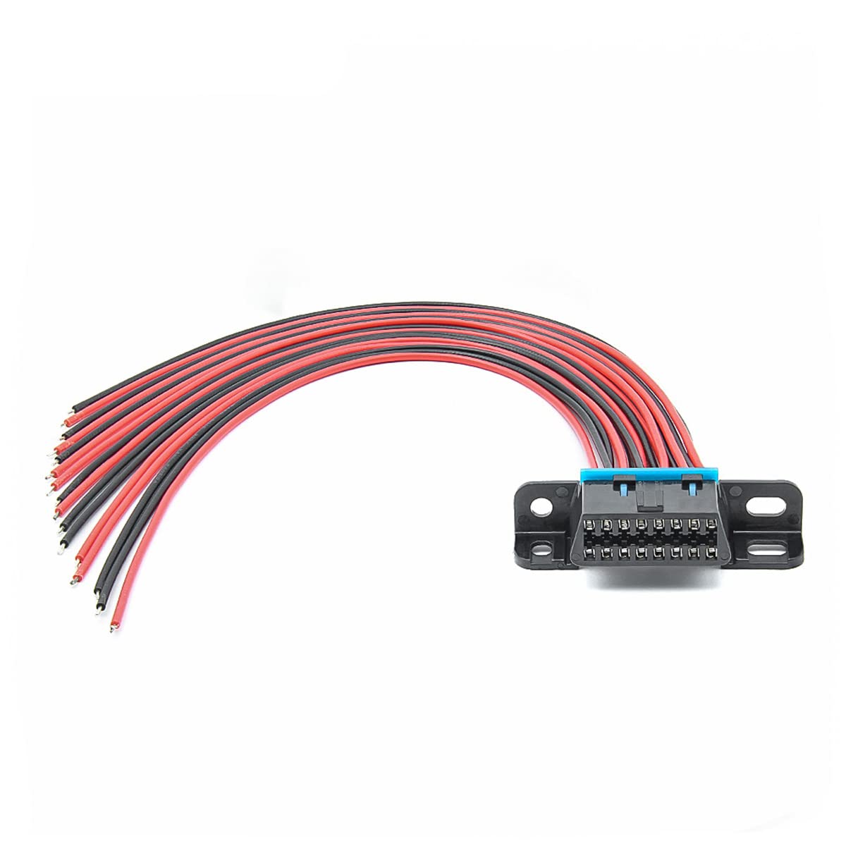 J1962F 16 Pin OBD2 Female Connector Extension Cable 12"/30cm OBD II Automotive Connector Dash Port Open Tinned Wire Harness Pigtail Cables for Car Diagnostic