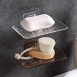 2 Pcs Random Color Creative Free Punch Paste Crystal Soap Box Salle de Bain Aspiration Mur Savon Rack Drain Soap Box Salle de Bain Single Layers Soap Box