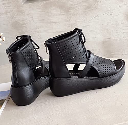 Women High Top Boot Sandals Open Toe Cutout Leather Sandals for Women2