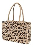 KAF Home Jute Market Tote Bag with Handles (Leopard)