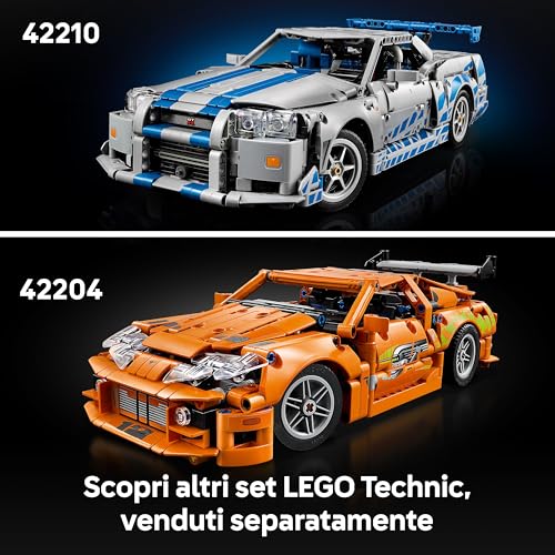 Technic Auto Nissan Skyline GT-R (R34) 2 Fast 2 Furious - Modellino da Costruire per Adulti con Funzione di Derapata, Sterzo, Sospensioni e un Motore a 6 Cilindri - Regalo da Collezione - 42210 - Lego - Immagine 6