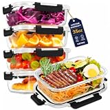 Hotec 35Oz Glass Food Storage Container, 4-Pack