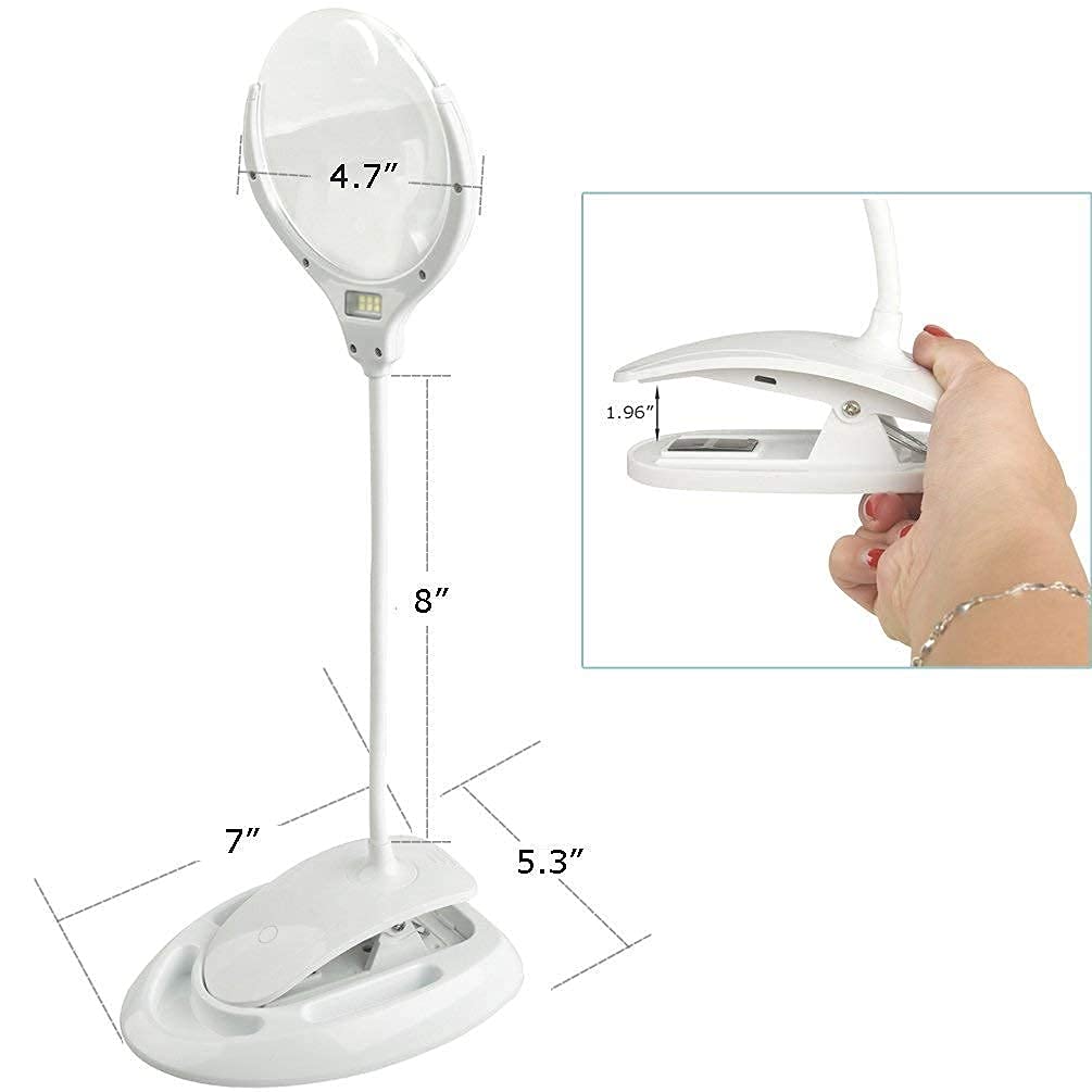 Lupa 5X 10X, Podświetlana Lampa Biurkowa Z Lupą, Zasilana Przez Usb Z Zaciskiem, 2 Regulowane Ustawienia Światła, Odpowiednia Do Książek, Czytania, Szycia, Rękodzieła, Projektowania Biżuterii