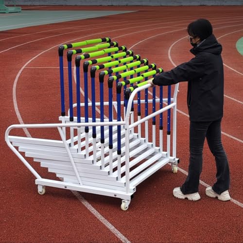 Race Hurdle Rack Cart with 4 Wheels, Removable Track Hurdles Training Equipment Transportation Trolley, Mobile Sports Training Hurdle Carrier Carts for Playgrounds/Gymnasiums/Schools