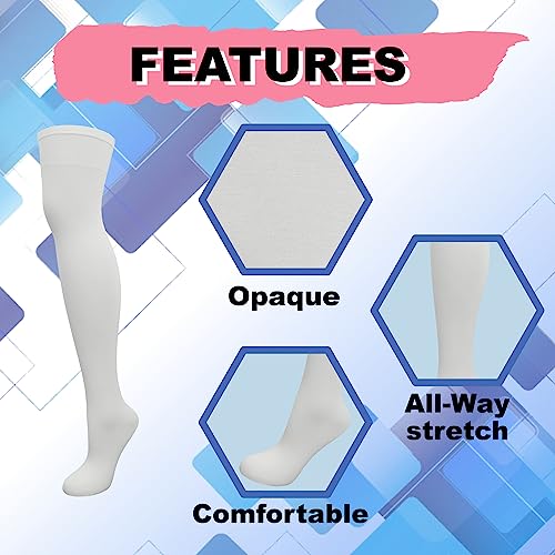 EMEM Apparel Women’s Opaque Stretchy Nylon Over-The-Knee Thigh High Stockings, 2-Pairs4