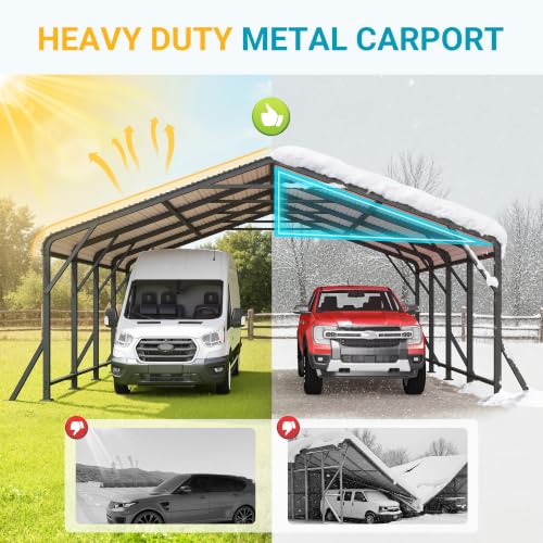 Image of Wisteria Lane 20' x 20' Metal Carport, Heavy Duty Metal Carport for Outdoor