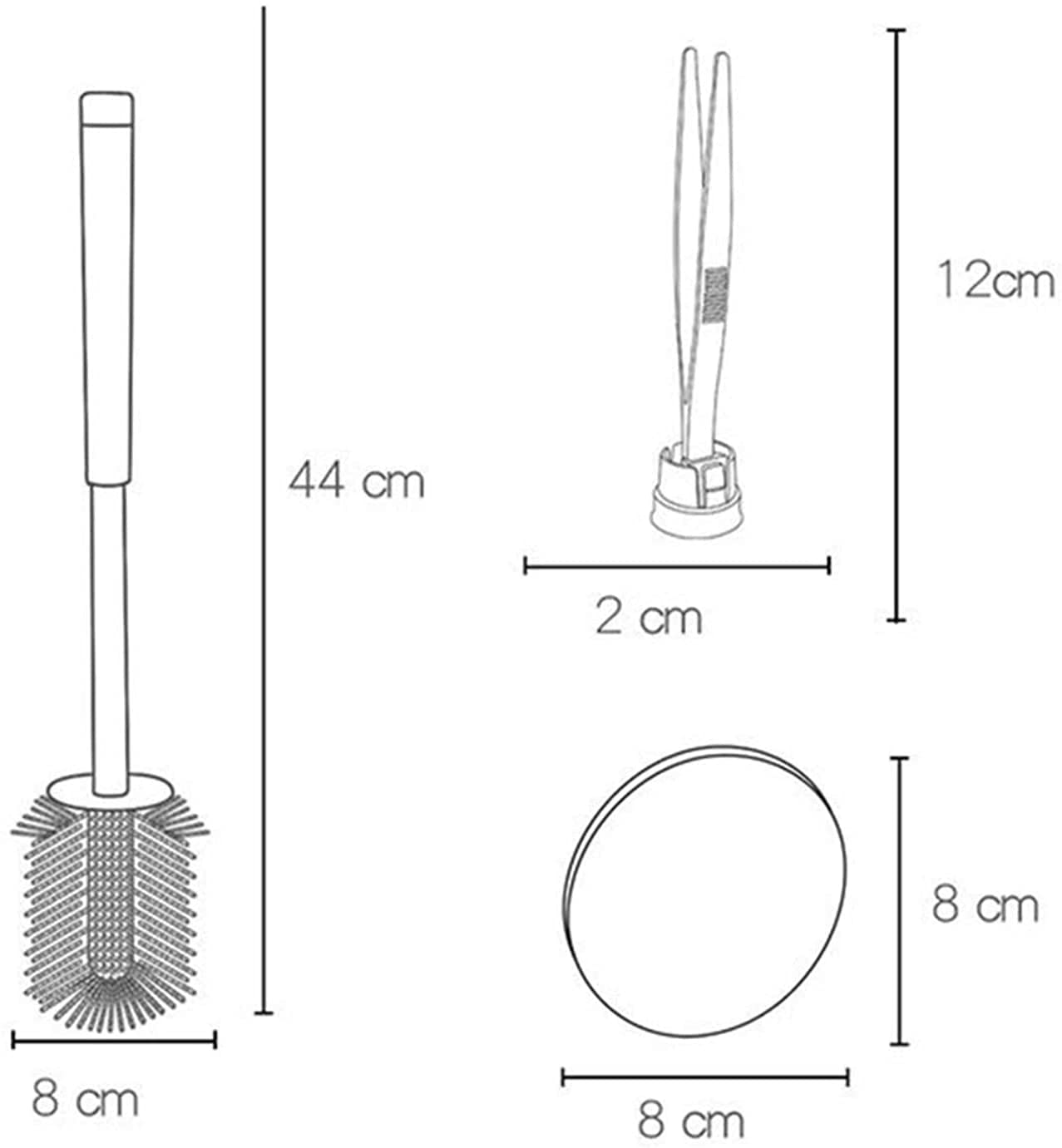 ESOUY Juego de escobilla de inodoro con cabeza de goma para uso doméstico, soporte largo para colgar en la pared, cepillo suave para la limpieza del suelo flexible de silicona herramienta para el baño