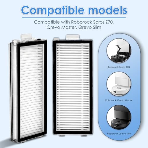 Image of (6 Pack) Qrevo Master HEPA Filters Compatible with Roborock Qrevo Master /Qrevo Slim Robot Vacuum, Canister Filters, Upright Filters, Vacuum Filter, Filters Accessories Kit, Replacement Parts