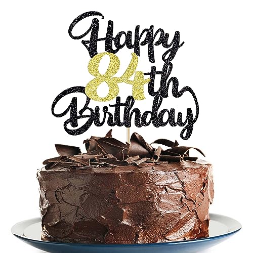 Image of Klionjor 84th Happy birthday cake topper happy cake decoration 84th birthday party decoration gift plugin (84)