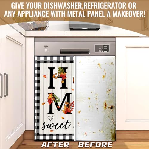 Image of Fall Thanksgiving Dishwasher Magnet Cover, 23x26In Sweet Home Dishwasher Magnet Sticker for Kitchen Pumpkin Decor Dish Washer Magnetic Covers Autumn Fridge Panel Decal Magnets Cover