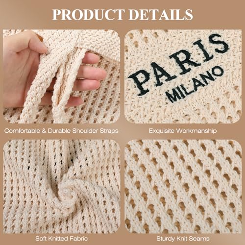 Image of Trifabricy Beach Bags for Women, Woven Straw Tote Bags,Large Beach Bag, Weaving Swim Shopping Travel Bag Waterproof