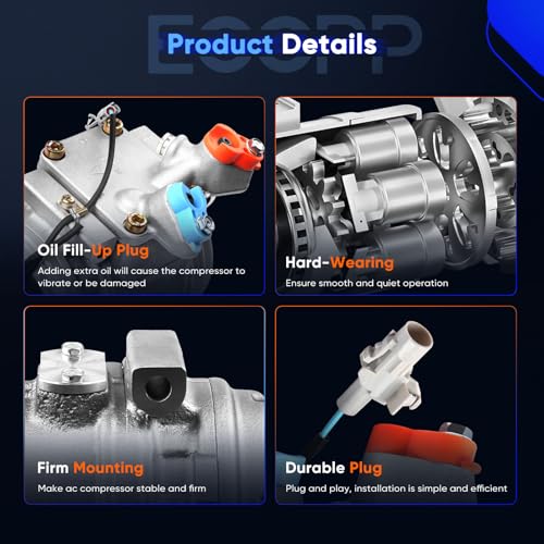 Image of ECCPP A /C Compressor with Clutch for Toyota Corolla L4 1.8L 1998-2002 | Fast Cooling AC Compressor
