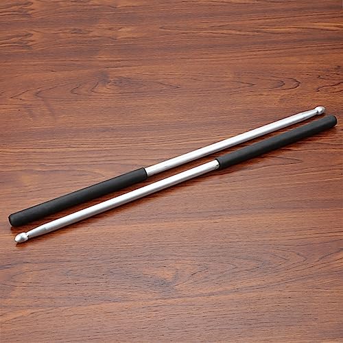 1 par de baquetas 5A de aleación de aluminio, baqueta de metal simple con punta en forma de gota de agua y agarre antideslizante para adultos, niños y principiantes miniatura 3