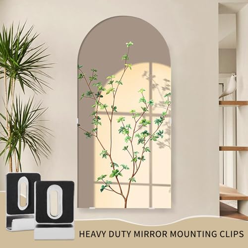 Image of 8 Pcs Metal Mirror Holders, Mirror Clips with Screws, Rubber Pads Mirror Hooks, Heavy Duty Stainless Steel Mirror Hangers Hardware for Frameless Mounting Wall Tile Billboard Display (Silver)